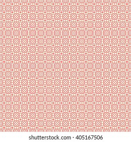 Seamless pattern with symmetric geometric ornament. Red white circles abstract background. Abstract repeated spheres wallpaper. Vector illustration