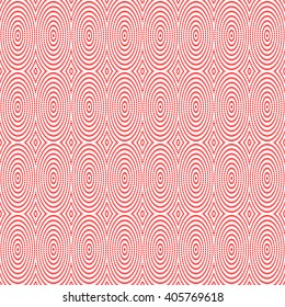 Seamless pattern with symmetric geometric ornament. Red white triangles and polygons abstract background. Abstract repeated figures wallpaper. Vector illustration