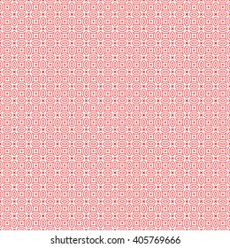 Seamless pattern with symmetric geometric ornament. Red white triangles and polygons abstract background. Abstract repeated figures wallpaper. Vector illustration
