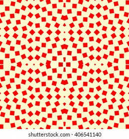 Seamless pattern with symmetric geometric ornament. Circular elements made of squares and rhombuses background. Geometrical figures abstract wallpaper. Vector illustration