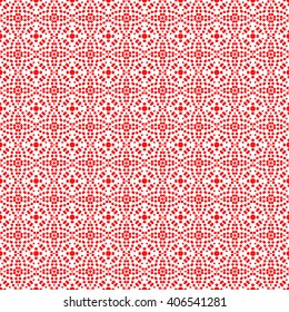 Seamless pattern with symmetric geometric ornament. Floral elements made of squares and rhombuses background . Geometrical figures abstract wallpaper. Vector illustration