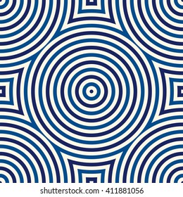 Seamless pattern with symmetric geometric ornament. Kaleidoscope blue white abstract background. Vector illustration