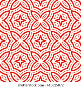 Seamless pattern with symmetric geometric ornament. Ornamental mosaic texture. Kaleidoscope abstract background. Vector illustration