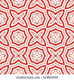 Seamless pattern with symmetric geometric ornament. Ornamental mosaic texture. Kaleidoscope abstract background. Vector illustration