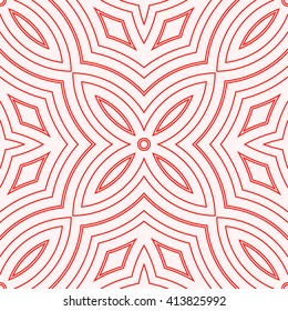 Seamless pattern with symmetric geometric ornament. Ornamental mosaic texture. Kaleidoscope abstract background. Vector illustration