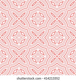 Seamless pattern with symmetric geometric ornament. Ornamental mosaic texture. Kaleidoscope abstract background. Vector illustration