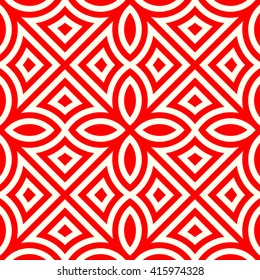 Seamless pattern with symmetric geometric ornament. Ornamental mosaic texture. Kaleidoscope abstract background. Vector illustration