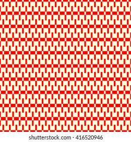 Seamless pattern with symmetric geometric ornament. Zigzag striped red white abstract background. Curved lines abstract repeated wallpaper. Vector illustration