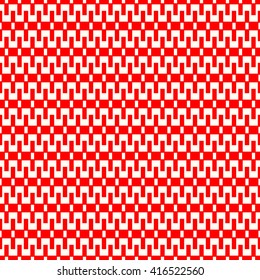 Seamless pattern with symmetric geometric ornament. Zigzag striped red white abstract background. Curved lines abstract repeated wallpaper. Vector illustration