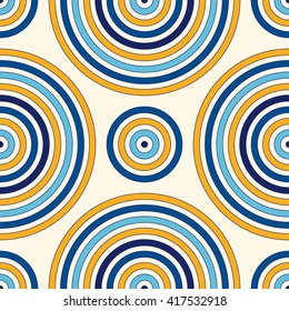 Seamless pattern with symmetric geometric ornament. Abstract background with red white round vortexes. Vector illustration