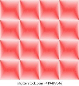 Seamless pattern with symmetric geometric ornament. Red white sharp lines abstract background. 3d optical illusion effect wallpaper. Vector illustration