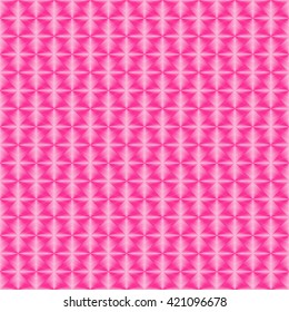 Seamless pattern with symmetric geometric ornament. Bright pink white sharp lines abstract background. 3d optical imitation effect wallpaper. Vector illustration