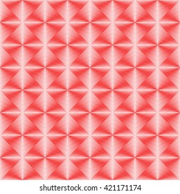 Seamless pattern with symmetric geometric ornament. Bright red white sharp lines abstract background. 3d optical simulation effect wallpaper. Vector illustration
