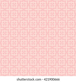 Seamless pattern with symmetric geometric ornament. Dull red white sharp lines abstract background. 3d optical faux effect wallpaper. Vector illustration
