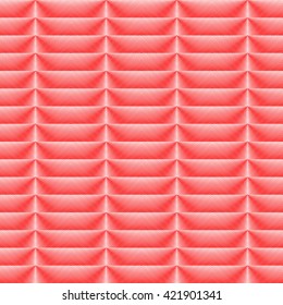 Seamless pattern with symmetric geometric ornament. Bright red white sharp lines abstract background. 3d optical faux effect wallpaper. Vector illustration
