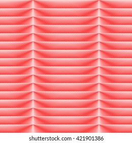 Seamless pattern with symmetric geometric ornament. Bright red white sharp lines abstract background. 3d optical faux effect wallpaper. Vector illustration