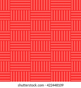 Seamless pattern with symmetric geometric ornament. Bright red white sharp lines abstract background. 3d optical faux effect wallpaper. Vector illustration