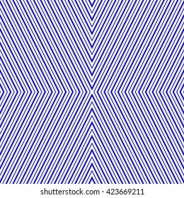 Seamless pattern with symmetric geometric ornament. Zigzag abstract background. Blue lines wallpaper. Vector illustration