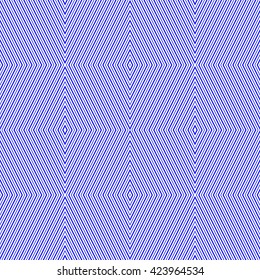 Seamless pattern with symmetric geometric ornament. Zigzag abstract background. Blue lines and rhombuses wallpaper. Vector illustration