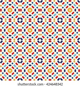Seamless pattern with symmetric geometric ornament. Ethnic ornamental texture. Native abstract background. Vector illustration.