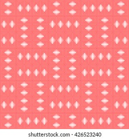 Seamless pattern with symmetric geometric ornament. Repeating breaking red lines abstract background. Abstract repeated stylized squares wallpaper. Vector illustration