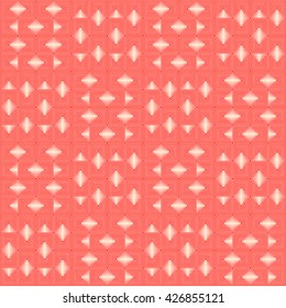 Seamless pattern with symmetric geometric ornament. Repeating breaking red lines abstract background. Abstract repeated stylized squares wallpaper. Vector illustration