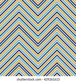 Seamless pattern with symmetric geometric ornament. Zigzag bright ethnic abstract background. Chevron abstract repeated wallpaper. Vector illustration