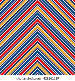 Seamless pattern with symmetric geometric ornament. Zigzag bright ethnic abstract background. Chevron abstract repeated wallpaper. Vector illustration