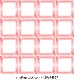Seamless pattern with symmetric geometric ornament. Red sharp lines abstract background. Optical illusion effect grill wallpaper. Vector illustration.