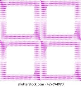 Seamless pattern with symmetric geometric ornament. Pink sharp lines abstract background. Optical illusion effect grill wallpaper. Vector illustration.