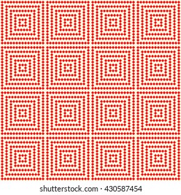 Seamless pattern with symmetric geometric ornament. Red rhombuses abstract background. Ornament picture wallpaper. Vector illustration