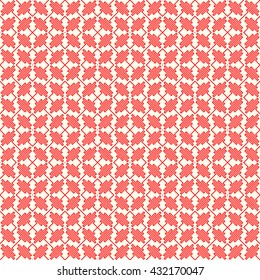 Seamless pattern with symmetric geometric ornament. Red curve abstract background. Ornament picture wallpaper. Vector illustration