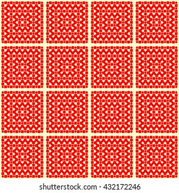 Seamless pattern with symmetric geometric ornament. Red abstract background. Ornament picture wallpaper. Vector illustration