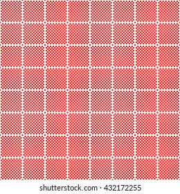 Seamless pattern with symmetric geometric ornament. Red squares abstract background. Ornament picture wallpaper. Vector illustration