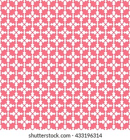 Seamless pattern with symmetric geometric ornament. Pink curve abstract background. Ornament picture wallpaper. Vector illustration