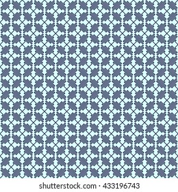 Seamless pattern with symmetric geometric ornament. Blue curve abstract background. Ornament picture wallpaper. Vector illustration