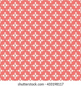 Seamless pattern with symmetric geometric ornament. Red curve abstract background. Ornament picture wallpaper. Vector illustration