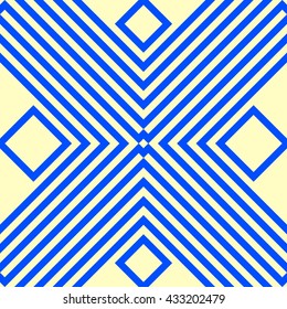 Seamless pattern with symmetric geometric ornament. Blue curve abstract background. Ornament picture wallpaper. Vector illustration