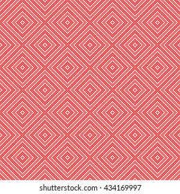 Seamless pattern with symmetric geometric ornament. Red curves with fine cuts abstract background. Ornament picture wallpaper. Vector illustration