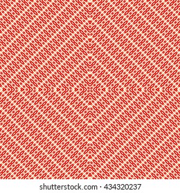 Seamless pattern with symmetric geometric ornament. Red rhombuses, squares and curves abstract background. Ornament picture wallpaper. Vector illustration