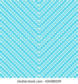 Seamless pattern with symmetric geometric ornament. Blue rhombuses, squares and curves abstract background. Ornament picture wallpaper. Vector illustration