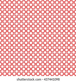 Seamless pattern with symmetric geometric ornament. Red squares abstract background. Repeated blocks wallpaper. Vector illustration