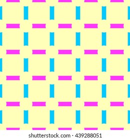 Seamless pattern with symmetric geometric ornament. Color strokes abstract background. Repeated blocks wallpaper. Vector illustration