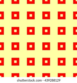 Seamless pattern with symmetric geometric ornament. Red squares abstract background. Repeated frames wallpaper. Vector illustration