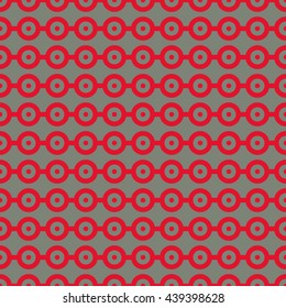 Seamless pattern with symmetric geometric ornament. Grill abstract background. Repeated circles wallpaper. Vector illustration