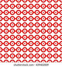 Seamless pattern with symmetric geometric ornament. Grill abstract background. Repeated circles wallpaper. Vector illustration