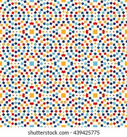 Patrón sin problemas con adorno geométrico simétrico. Resumen de cuadrados brillantes repetidos y fondo hombusa. Mosaico étnico, papel pintado de cristal. Ilustración del vector
