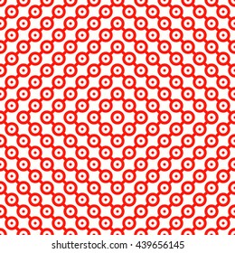 Seamless pattern with symmetric geometric ornament. Grill abstract background. Repeated circles wallpaper. Vector illustration