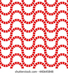 Seamless pattern with symmetric geometric ornament. Abstract repeated bright waves background. Ethnic mosaic, stained glass wallpaper. Vector illustration