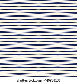 Seamless pattern with symmetric geometric ornament. Nautical blue striped abstract repeated wallpaper. Digital paper for scrapbook, textile print, page fill. Vector illustration